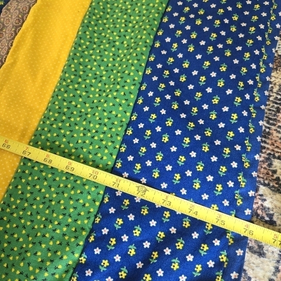 Handmade Patchwork Quilt Tumbling Blocks Blue Green Yellow Full Twin Lap Blanket - Picture 3 of 8